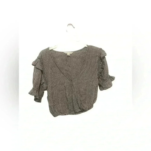 American Eagle Gingham Crop Top Black & White Size XS - Picture 2 of 3